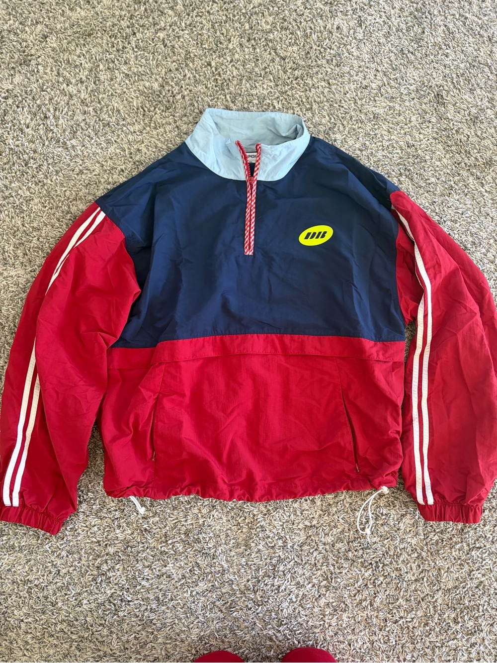 Classic Two-Tone Windbreaker Jacket - Red/Navy